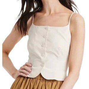 Target Cream Structured Button-Front Camisole with Smocked Back L